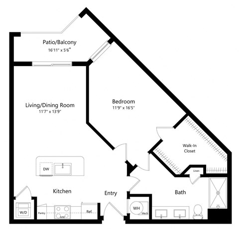 A2 Floor Plan with 1,107 Sq. Ft. at Lyra, Sarasota, FL, 34237